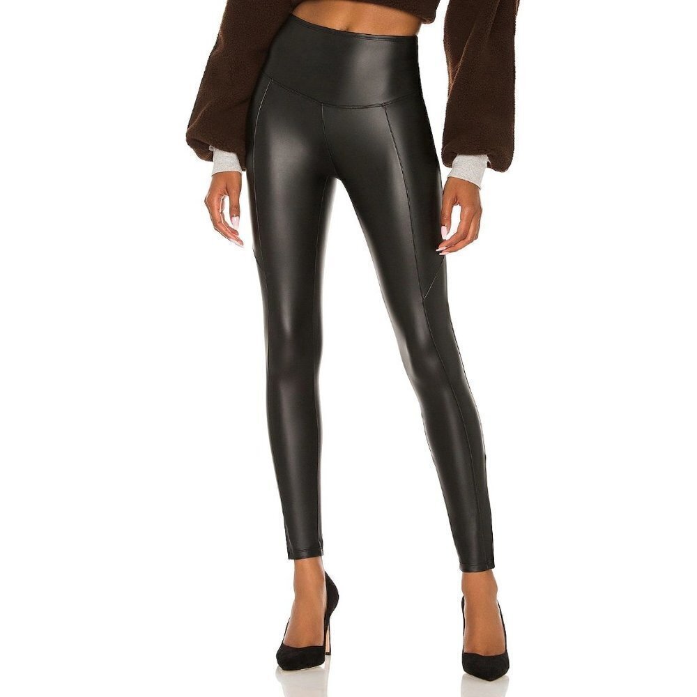 Yummie Faux Leather Leggings in Black Small As-is Vegan Pants